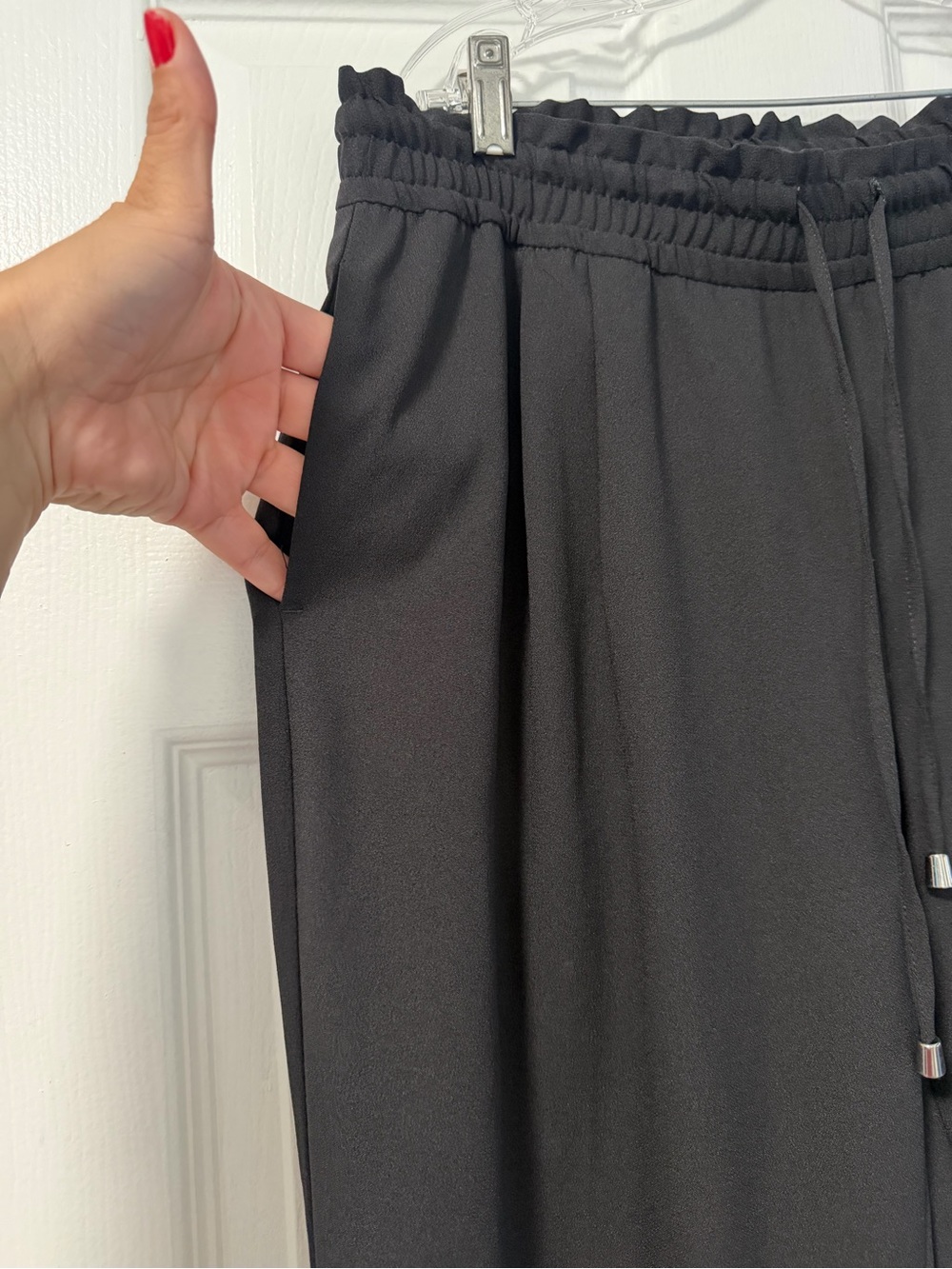 Zara Basic Black Jogger Pants Women’s Large Drawstring Elastic Waist, pockets - Picture 3 of 9